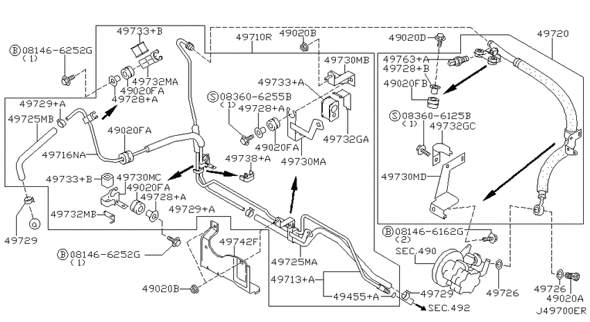 Power steering piping