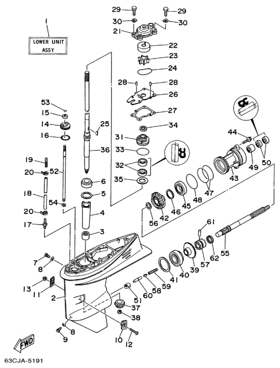 Lower casing drive