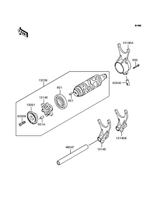 Gear change drum & forks