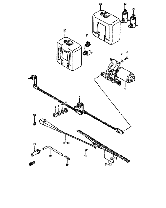 Front window wiper and washer