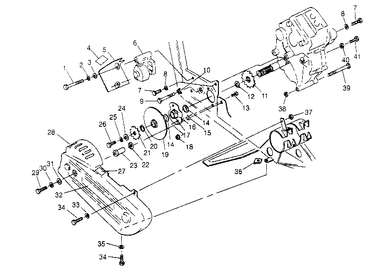 Gearcase/brake and chain cover mounting