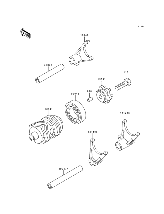 Gear change drum/shift fork(s)