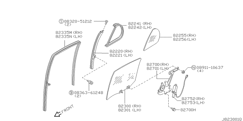 Rear door window & regulator