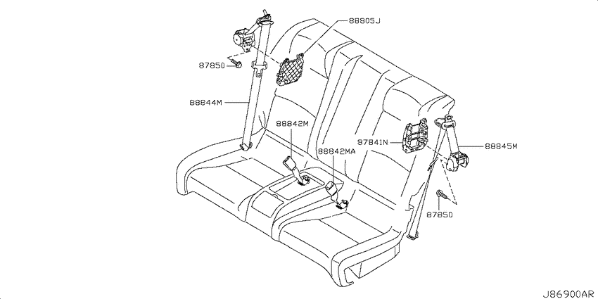 Rear seat belt