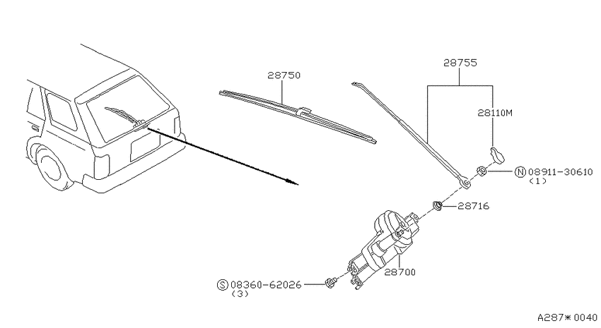 Rear window wiper