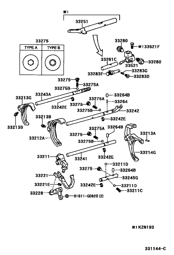 Gear Shift Fork & Lever Shaft (Mtm)