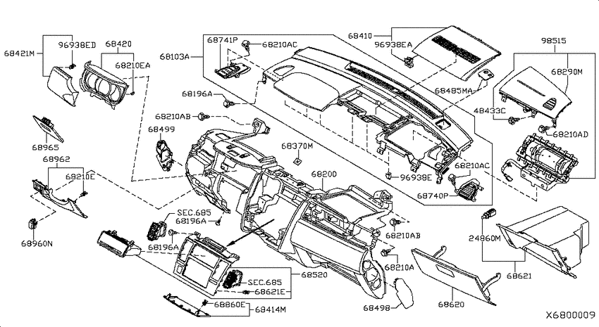 Instrument panel, pad & cluster lid