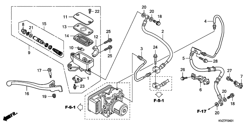 Front brake master cylinder