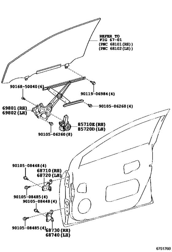 Front Door Window Regulator & Hinge
