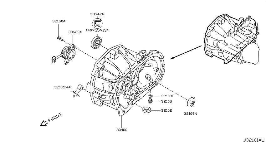 Transmission case & clutch release
