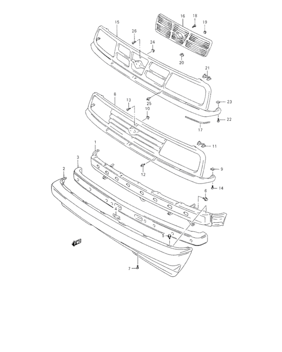 Front bumper and grille