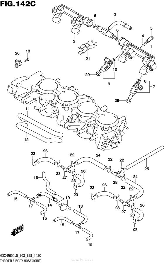 Throttle Body Hose/joint (Gsx-R600L5 E33)