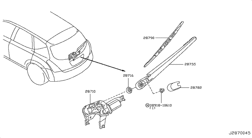 Rear window wiper