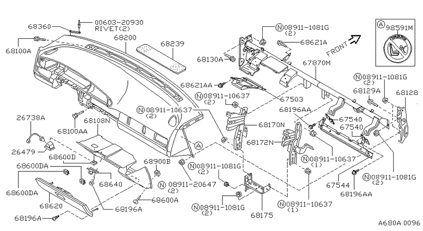 Instrument panel, pad & cluster lid