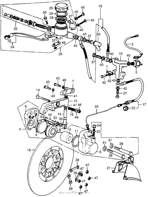 Front brake master + cylinder for 1976 Honda CB550 USA sales region