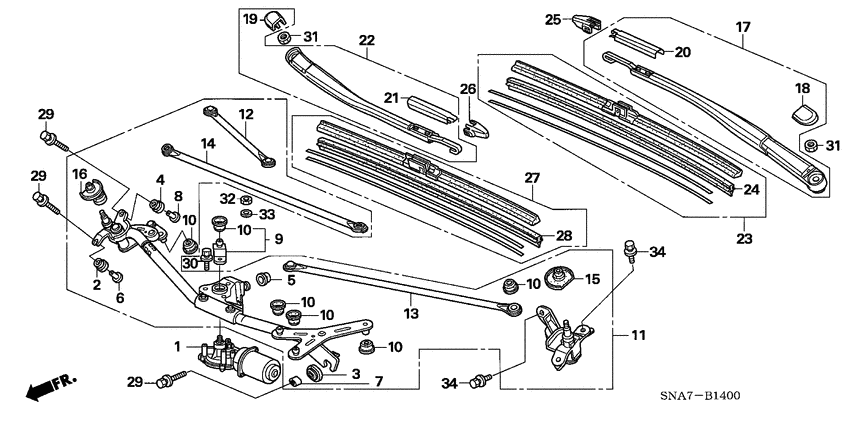 Front windshield wiper
