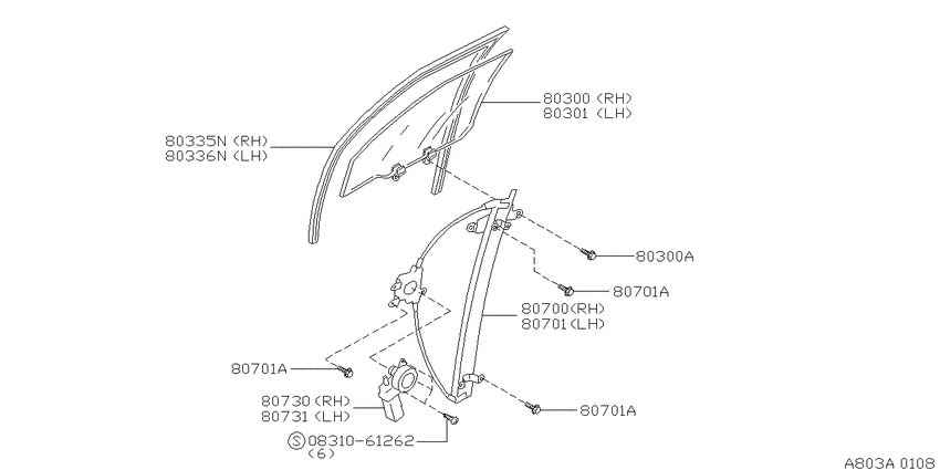 Front door window & regulator