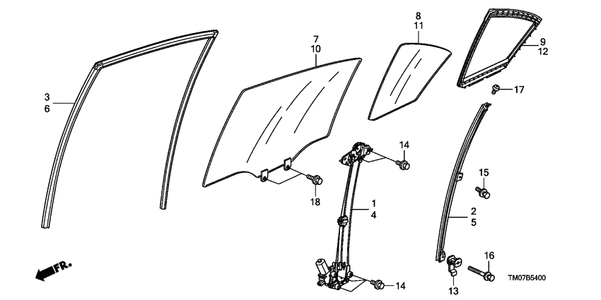 Rear door glass/ regulator