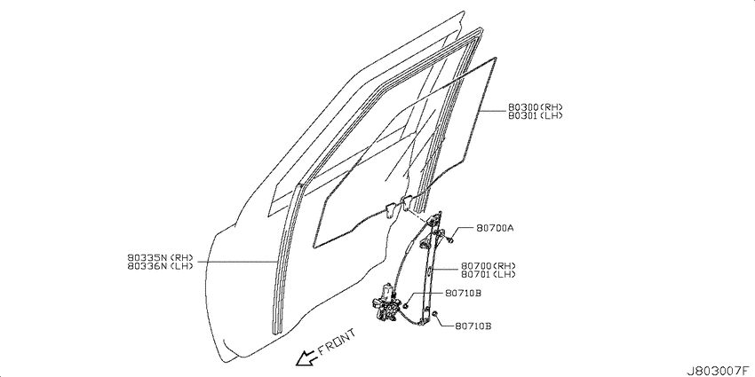 Front door window & regulator