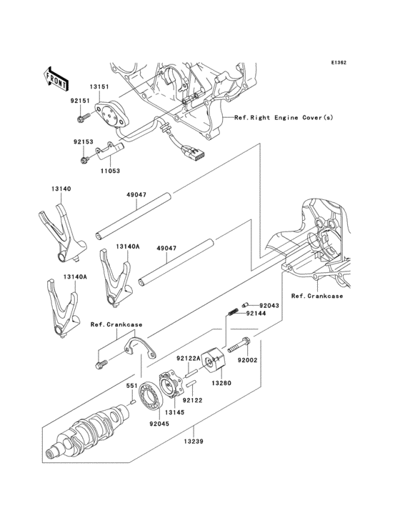 Gear change drum/shift fork(s)