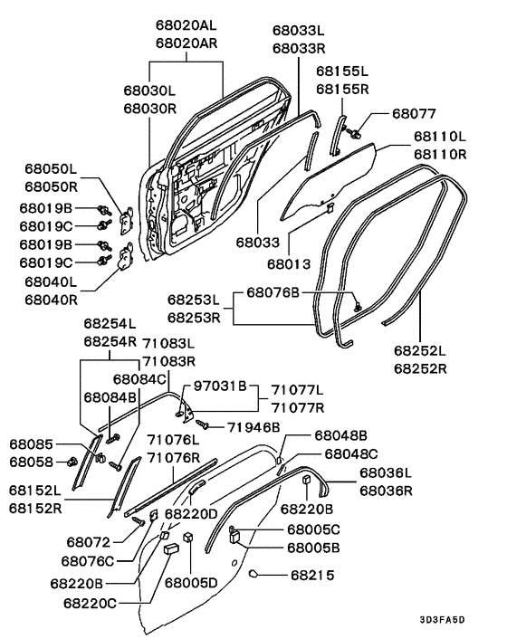 Rear door panel & glass