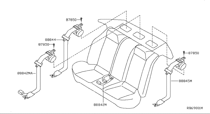 Rear seat belt