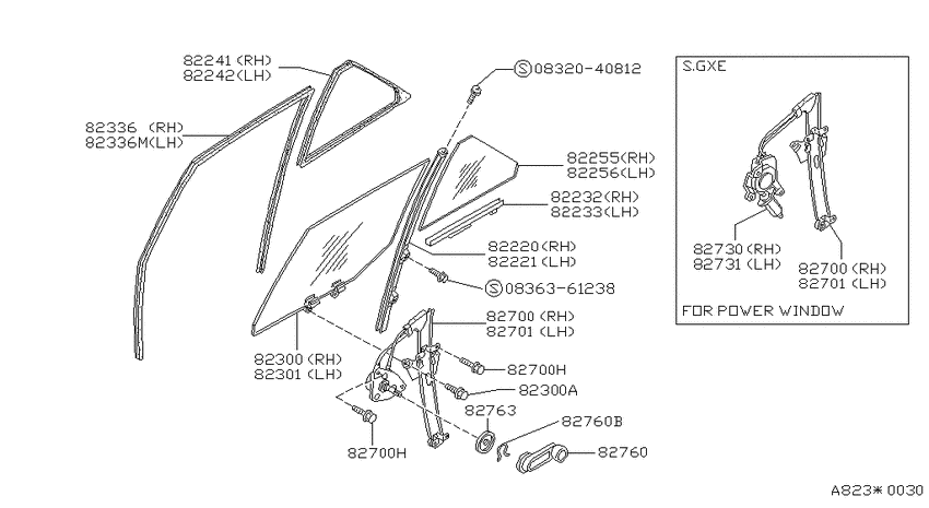 Rear door window & regulator