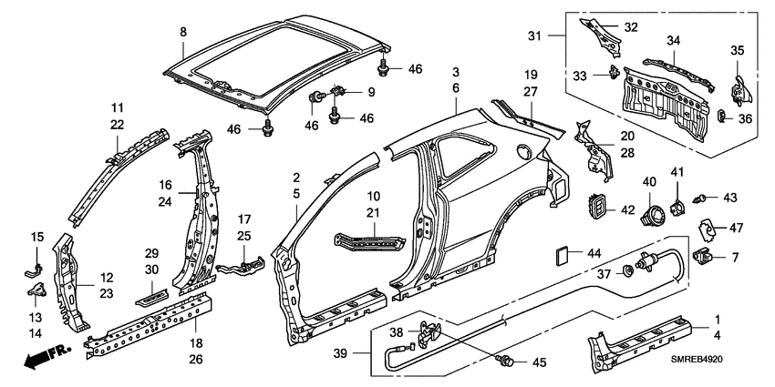 Outer panels/rear panel