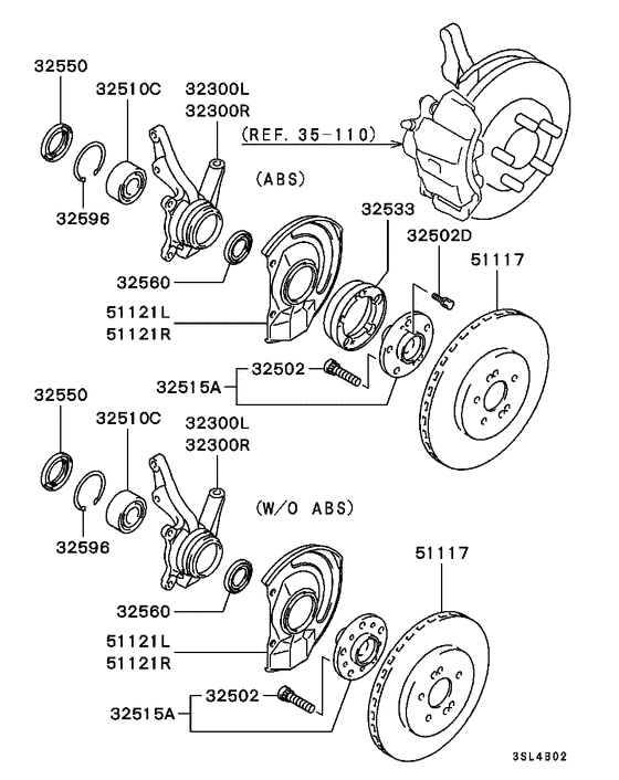 Front axle hub & drum
