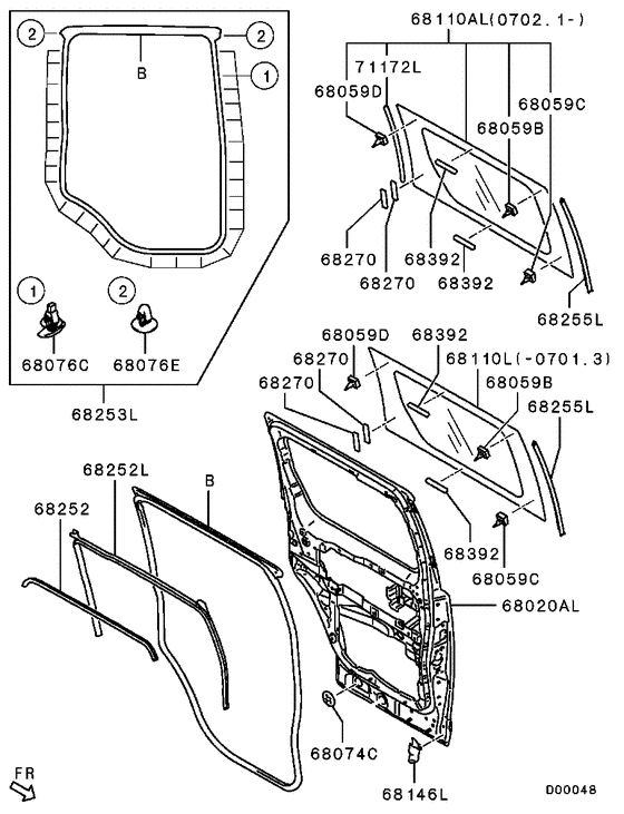 Rear door panel & glass