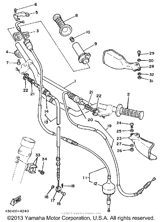 Steering handle-cable