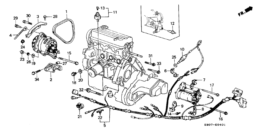 Engine sub cord/clamp
