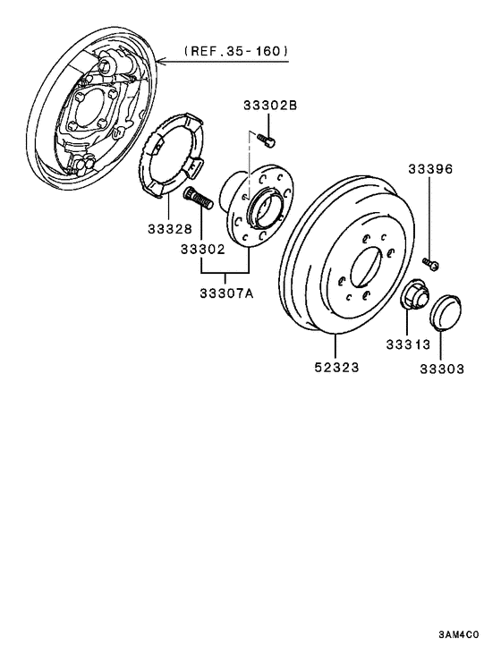 Rear axle hub & drum