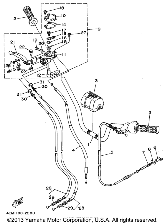 Steering handle - cable