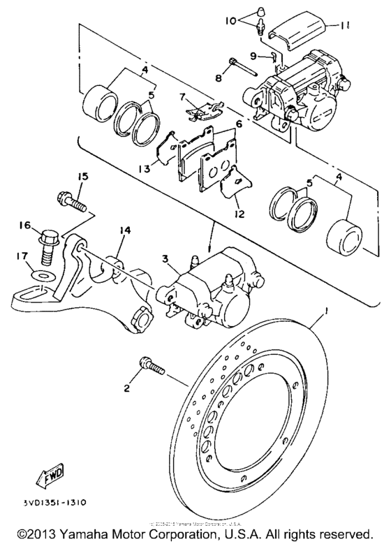 Rear brake caliper