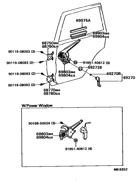 Rear Door Window Regulator & Hinge