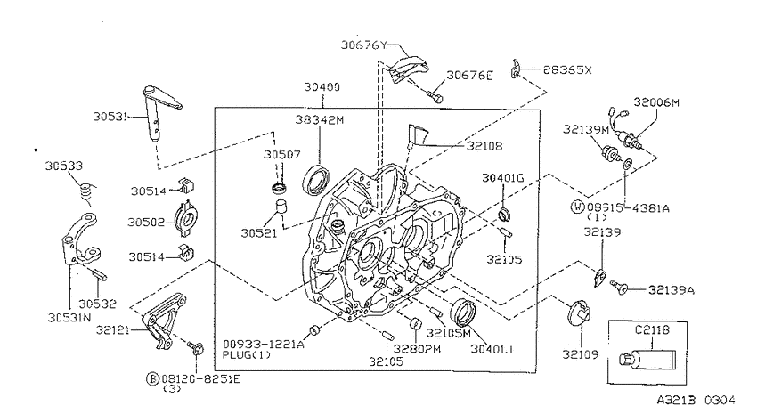 Transmission case & clutch release