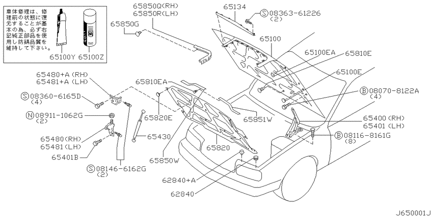 Hood panel, hinge & fitting