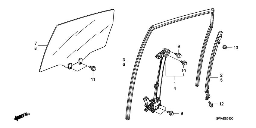 Rear door windows/ regulator