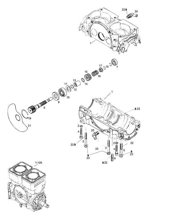 01- crankcase, rotary valve