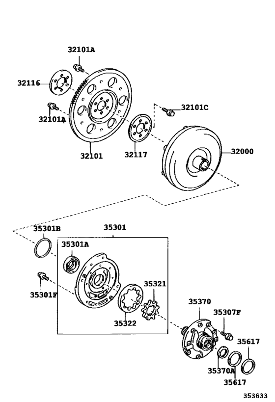 Torque Converter, Front Oil Pump & Chain (Atm)
