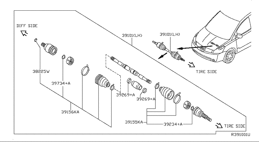 Front drive shaft (ff)