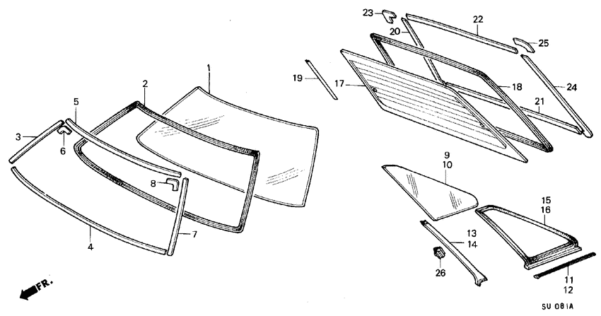 Front windshield/ rear windshield