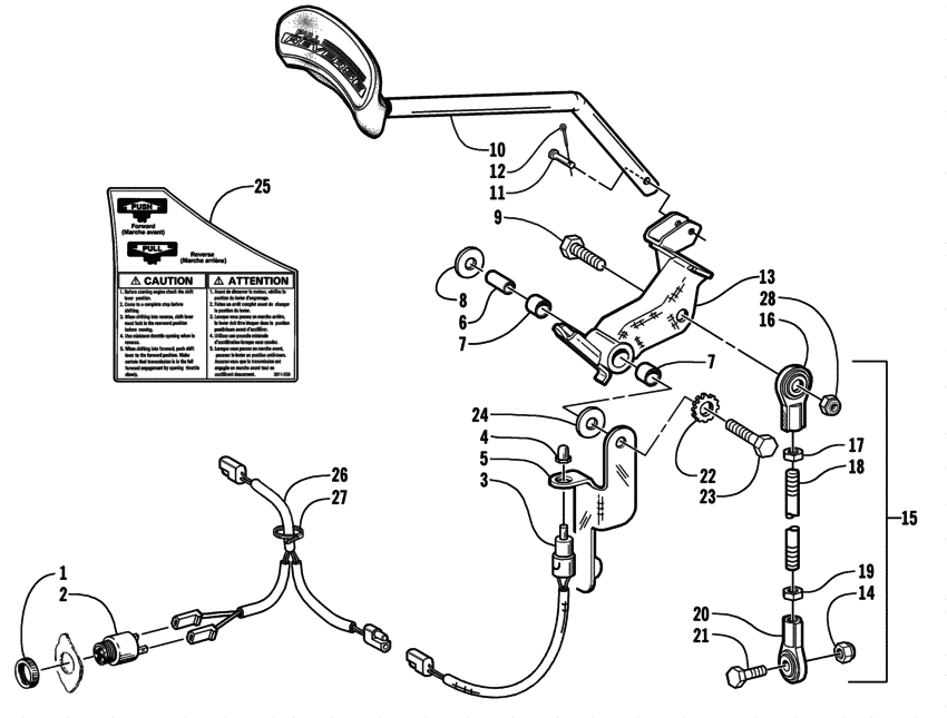 Reverse shift lever assembly