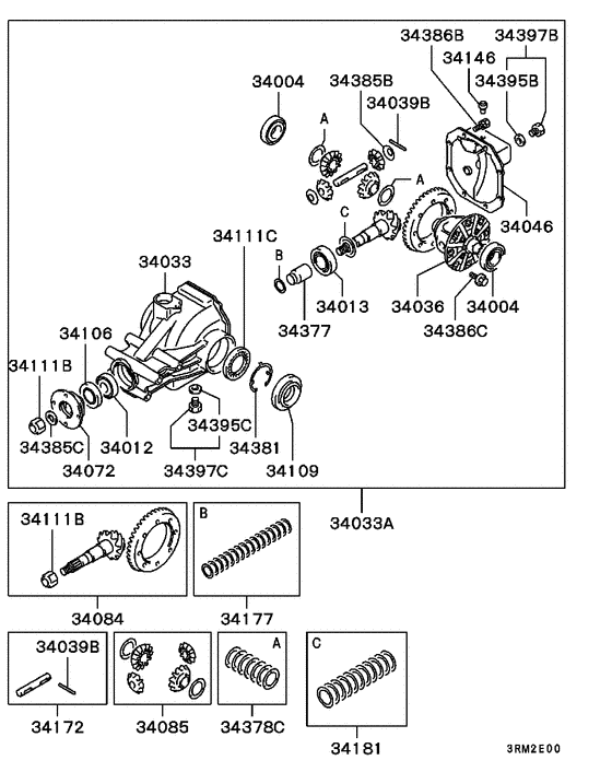 Rear axle differential