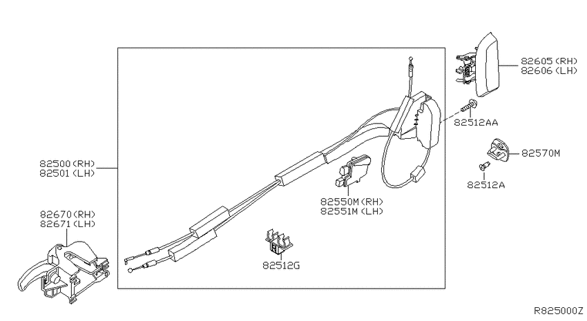 Rear door lock & handle