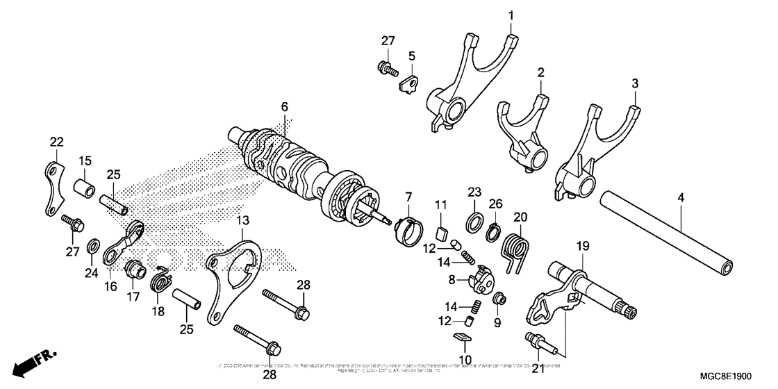 Gearshift Drum + Gearshift Fork