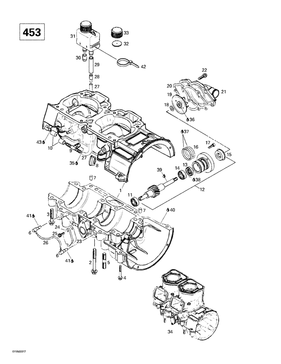 01- crankcase, water pump