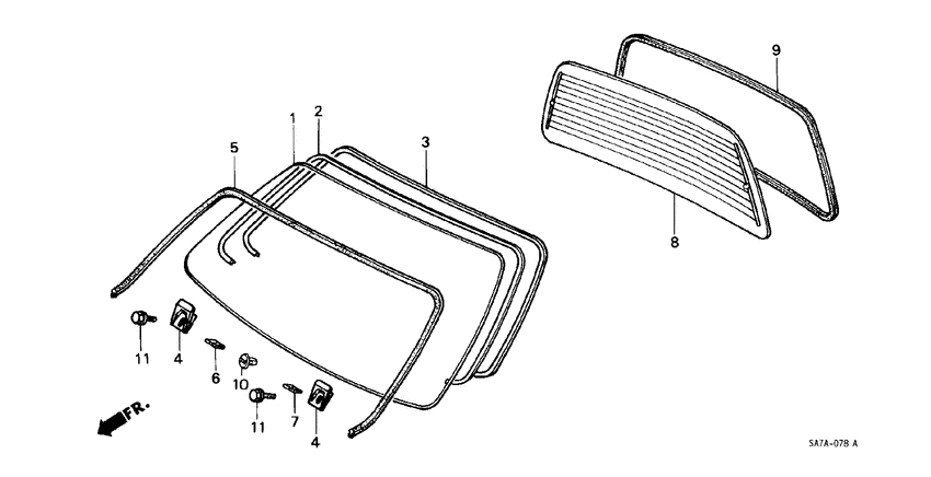 Front windshield/ rear windshield
