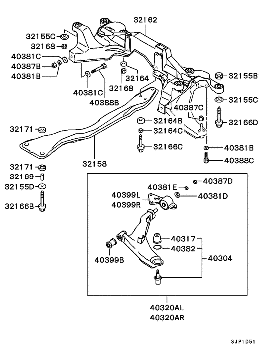 Front susp arm & member